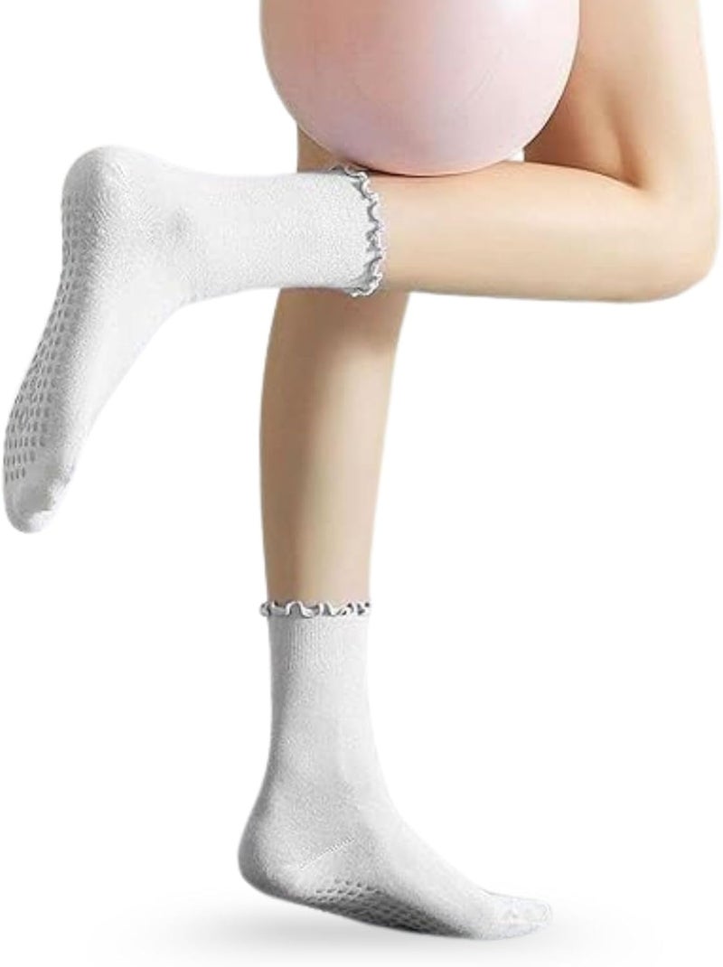 Soxbang 3/6 Pairs Cute Pilates Socks with Grips,Yoga Socks Barre Sock Non Slip Grip Embroidery for Barre Ballet Workout - Image 2